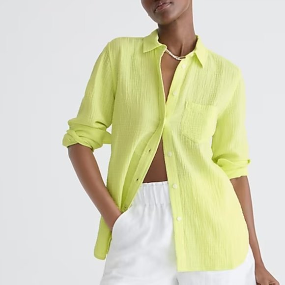 J. Crew Tops - NWT J. Crew Classic-Fit Double-Gauze Cotton Button Down Shirt, Pale Kiwi, sz 10